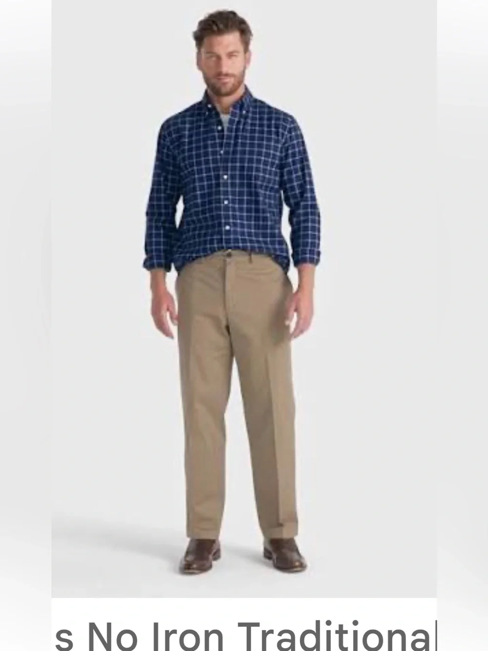 nwt Lands End no iron traditional fit chino size 35 flat/plain front